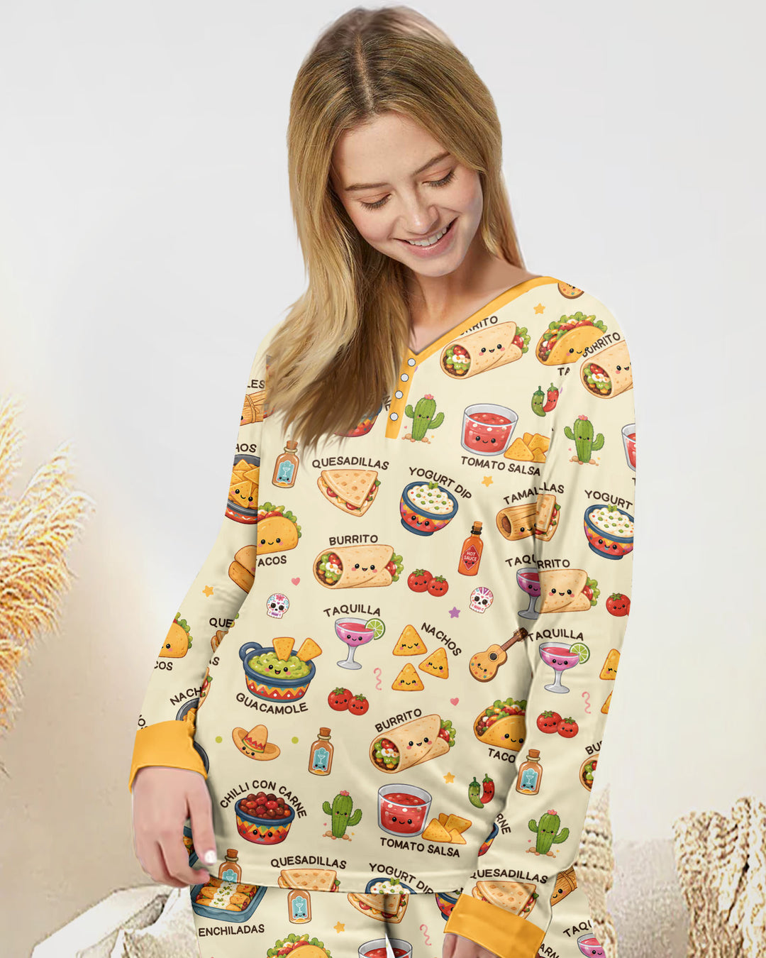 Kawaii Mexican Food Bamboo Women Pajama Set