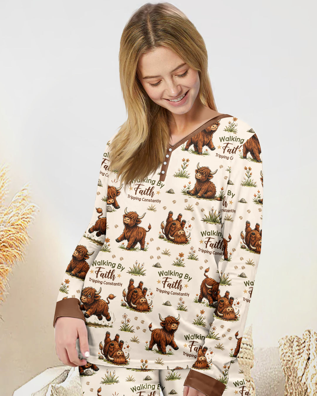 Walking By Faith Tripping Constantly Bamboo Women Pajama Set