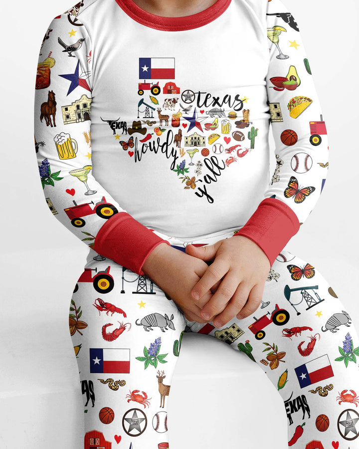 Texas Map Bamboo Two Piece Long Sleeve Pajama Set
