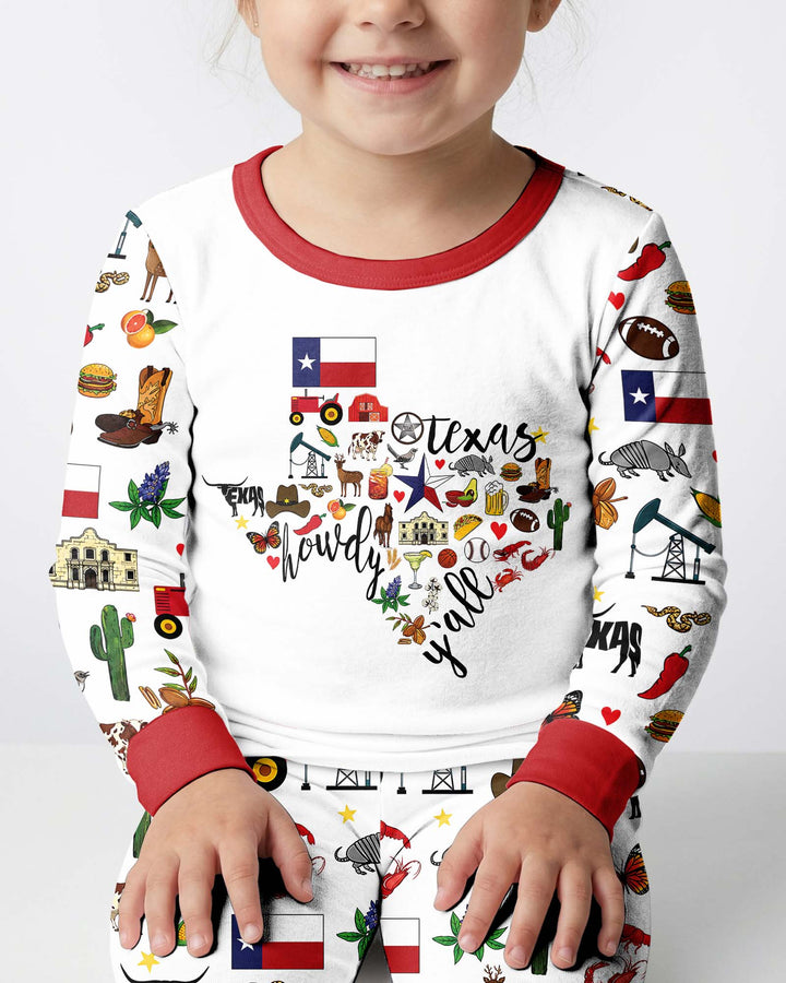Texas Map Bamboo Two Piece Long Sleeve Pajama Set