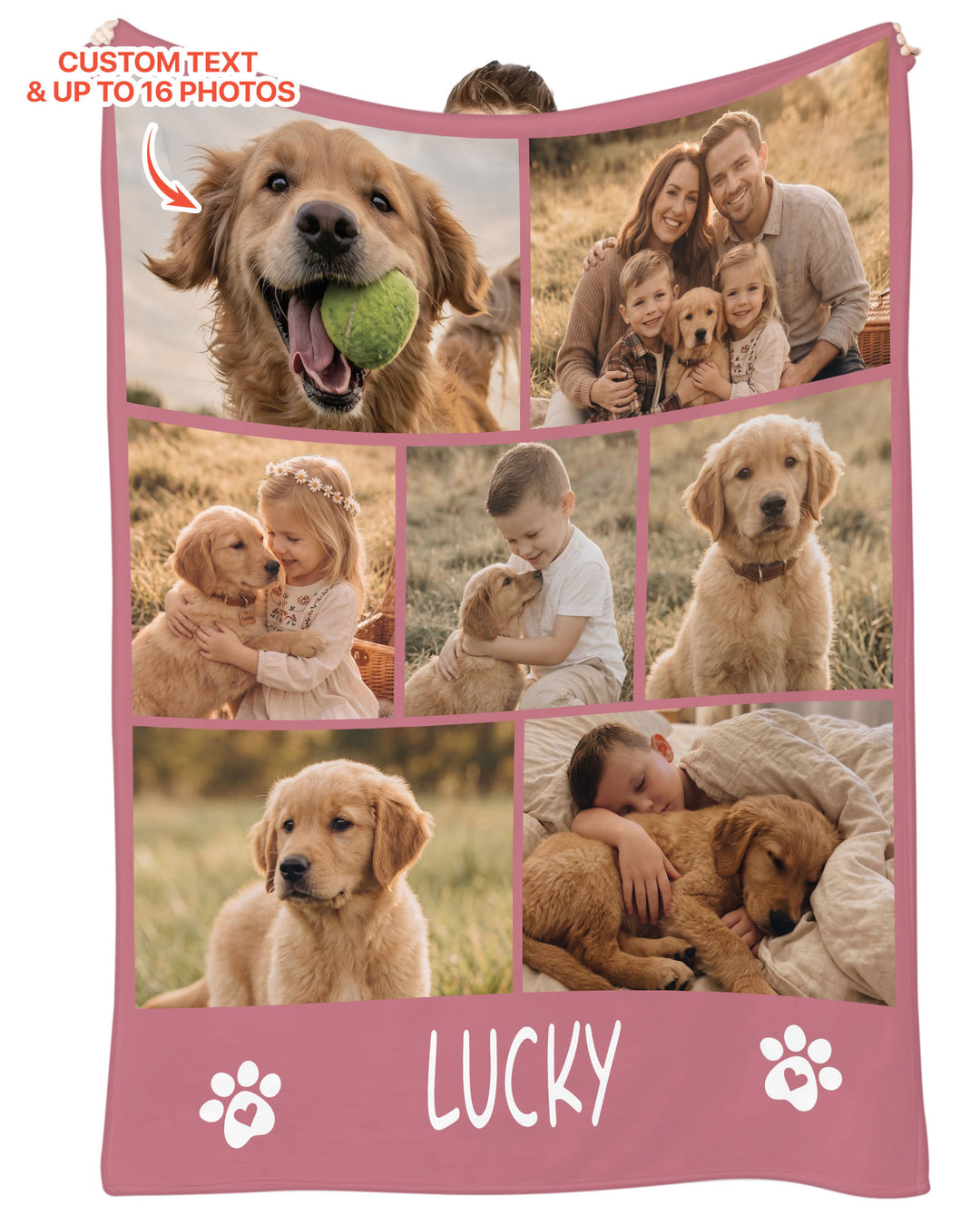 Custom Pet Photo Collage Bamboo Blanket