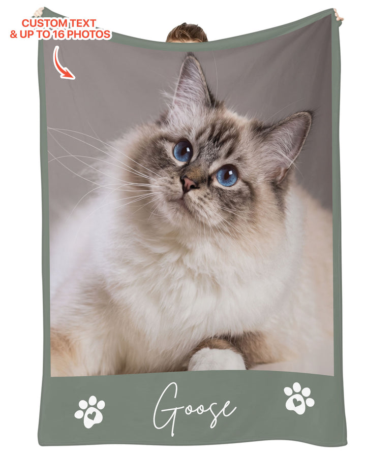 Custom Pet Photo Collage Bamboo Blanket