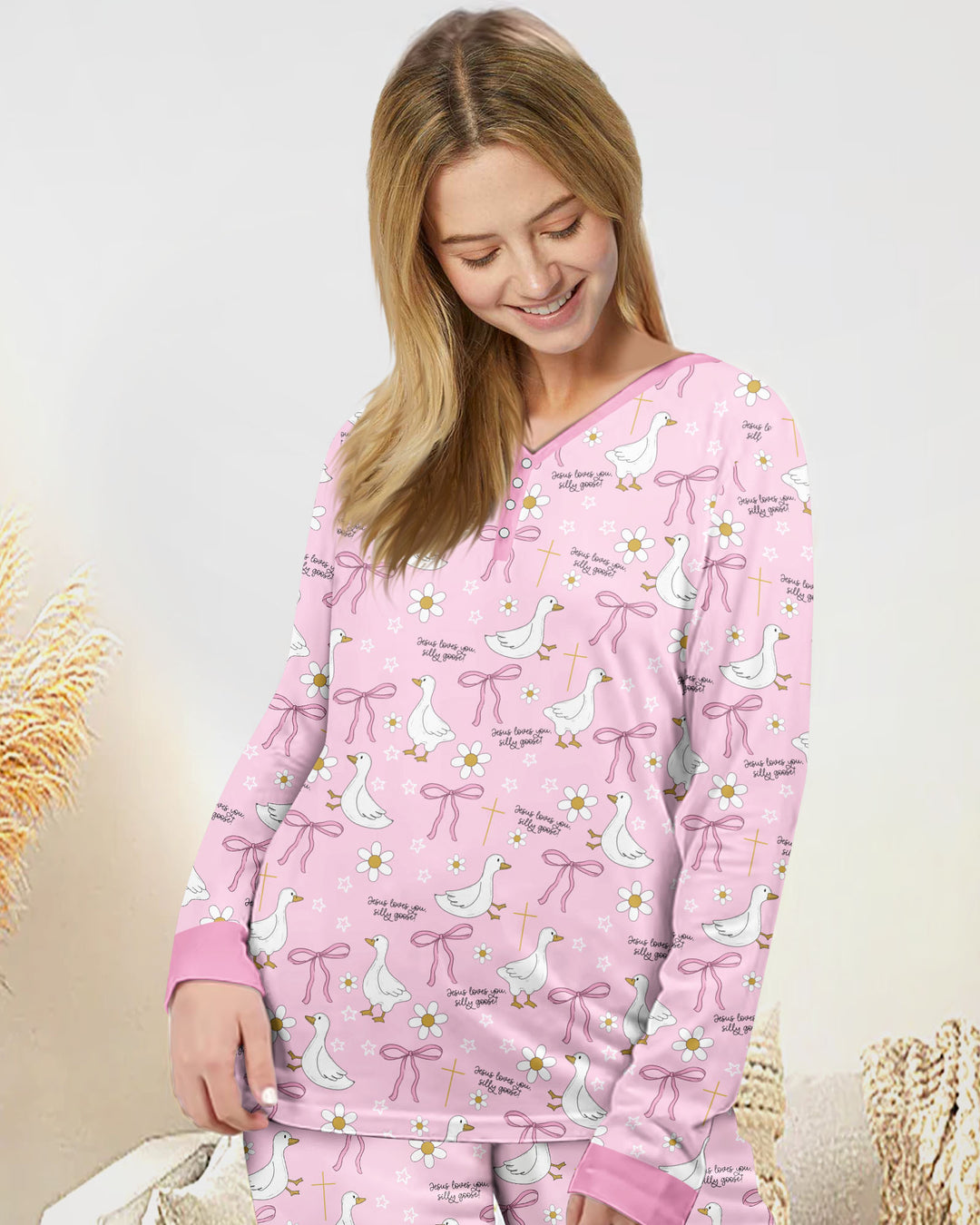 Jesus Loves You Silly Goose Bamboo Women Pajama Set