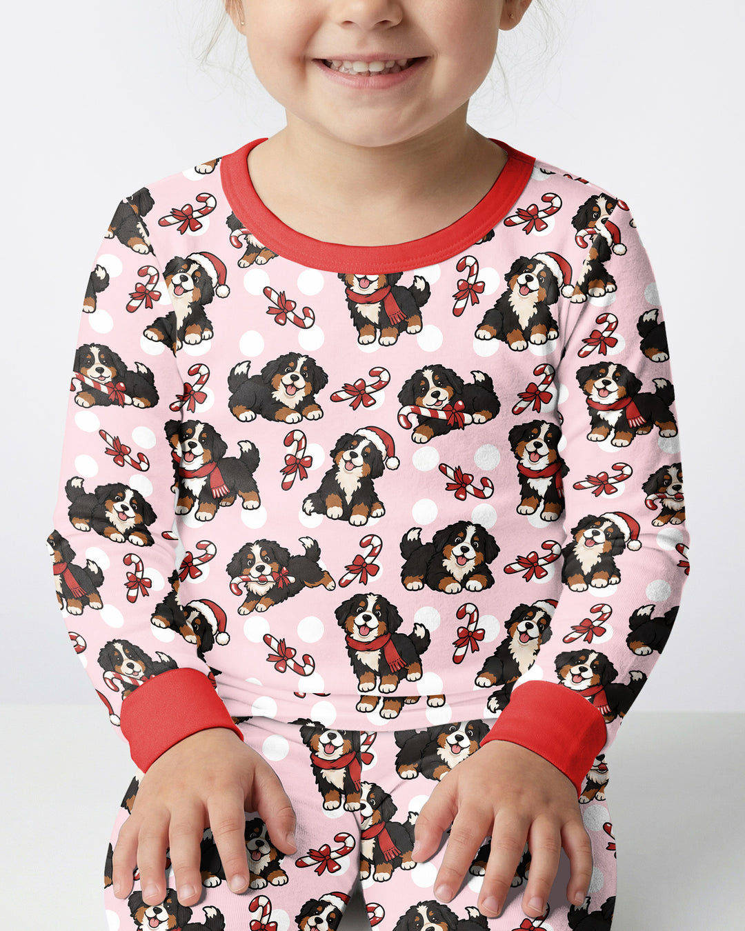 Holiday Bernese Mountain Christmas Dog Bamboo Two Piece Long Sleeve Pajama Set