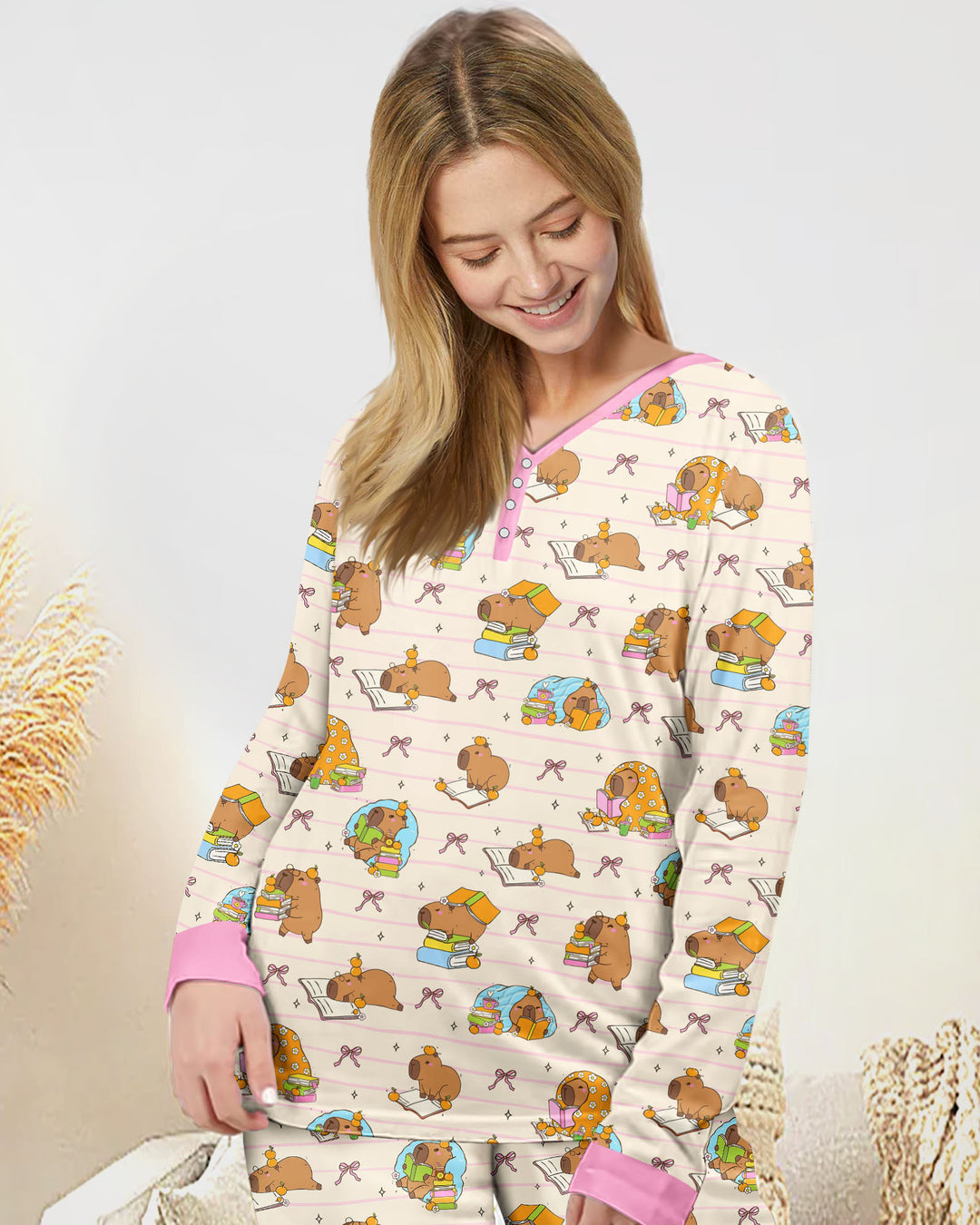 Sweet Study Capy Bamboo Women Pajama Set
