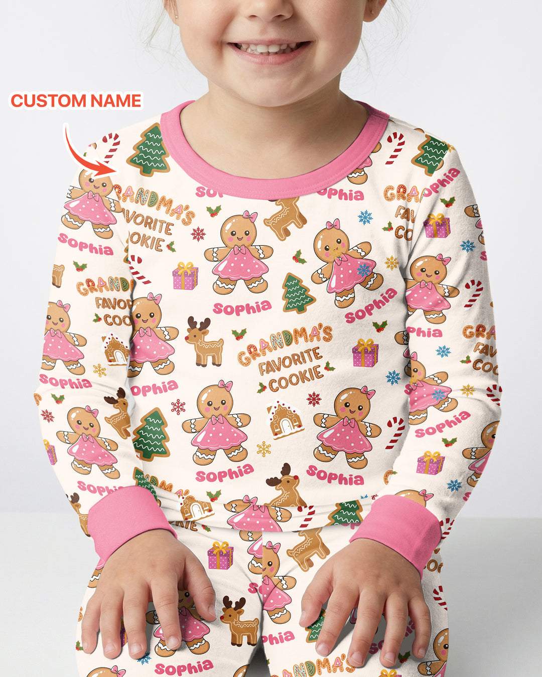 Personalized Grandma's Favorite Cookie Bamboo Two Piece Long Sleeve Pajama Set