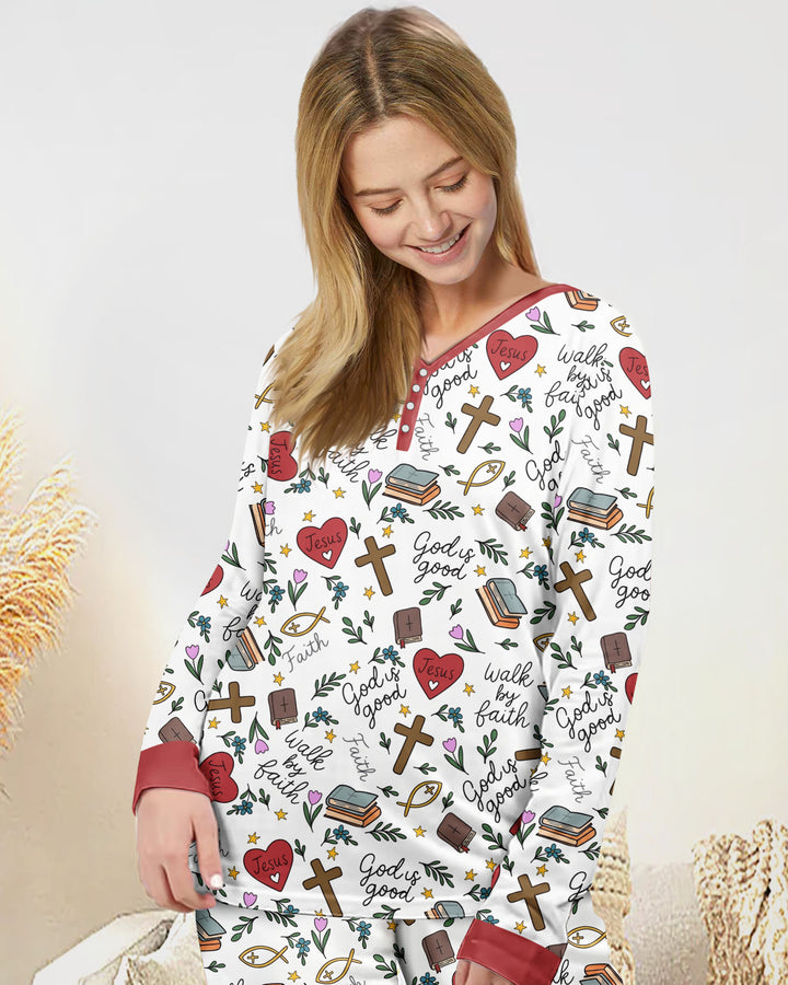 Love Jesus God Is Good Bamboo Women Pajama Set