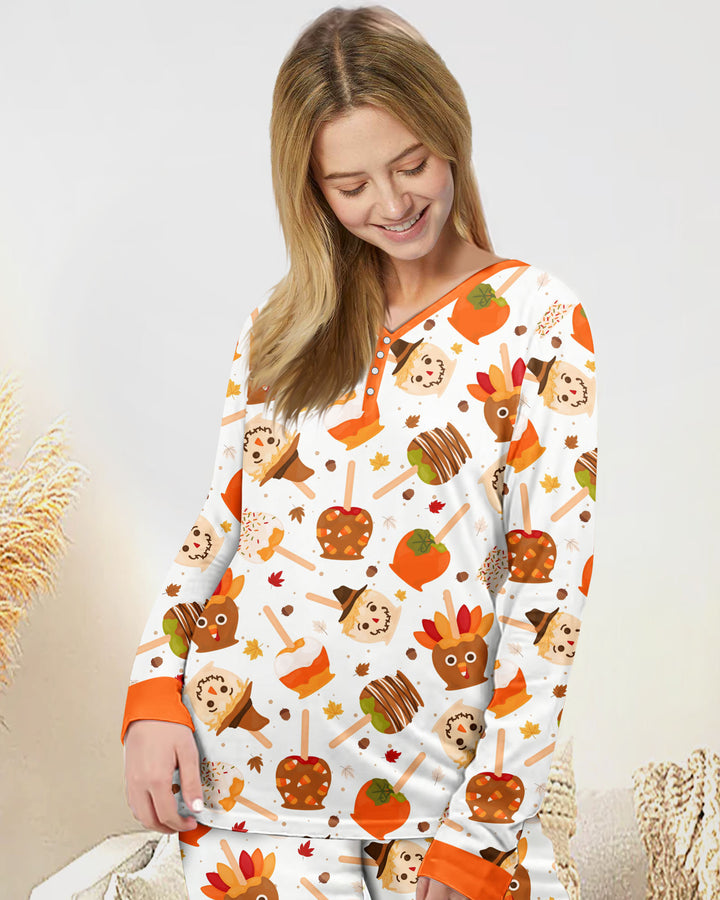 Fall Caramel Apple Family Matching Bamboo Women Pajama Set