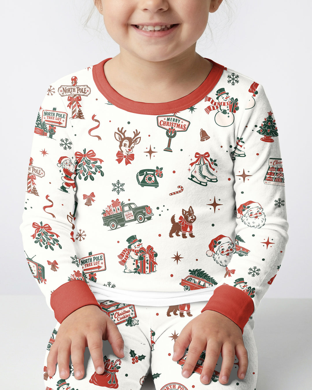 North Pole Retro Bamboo Two Piece Long Sleeve Pajama Set