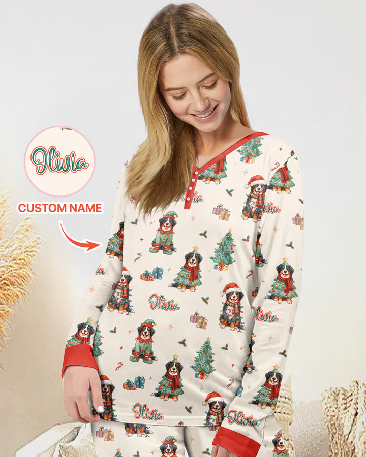 Christmas Bernese Mountain Dog Family Matching Bamboo Women Pajama Set