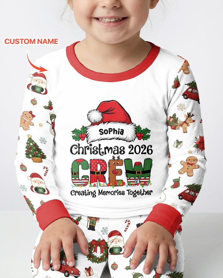 Custom Name Christmas 2026 Crew Bamboo Two Piece Long Sleeve Pajama Set