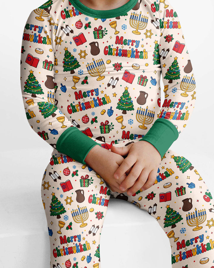 Merry Chrismukkah Bamboo Two Piece Long Sleeve Pajama Set