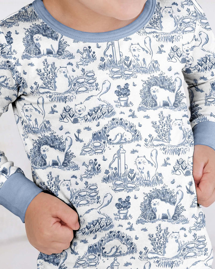 Toile Cats Bamboo Two Piece Long Sleeve Pajama Set