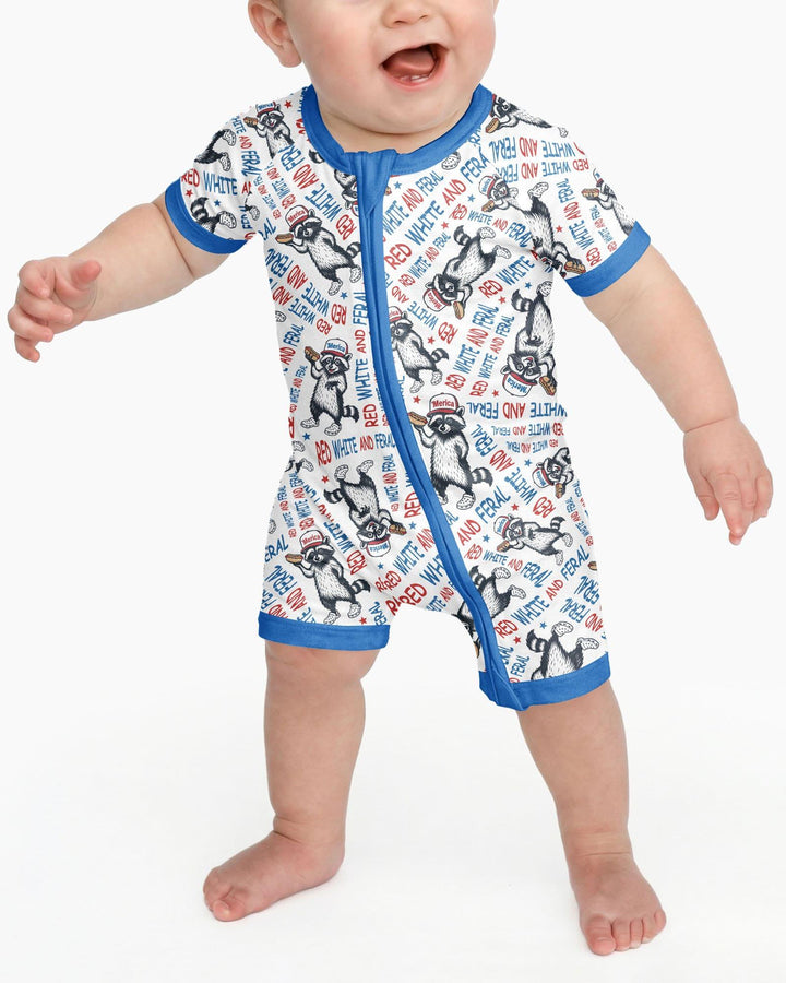 Red White and Feral Bamboo Shorty Zippy
