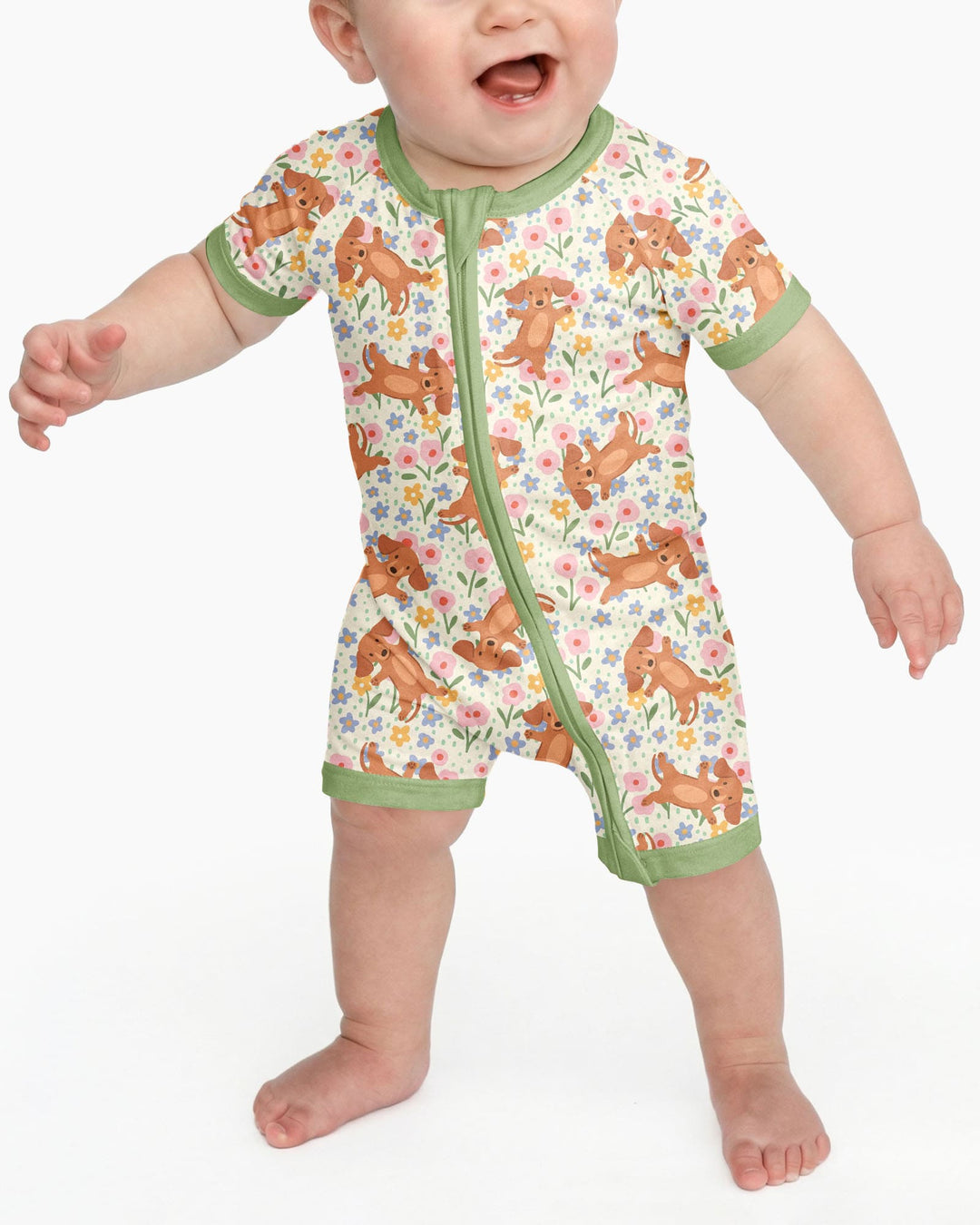 Dachshund Blooms Family Matching Bamboo Shorty Zippy