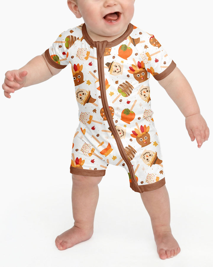 Fall Caramel Apple Family Matching Bamboo Shorty Zippy
