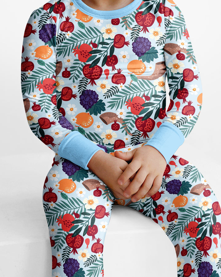 Pomegranate Blessings Night Family Matching Bamboo Two Piece Long Sleeve Pajama Set