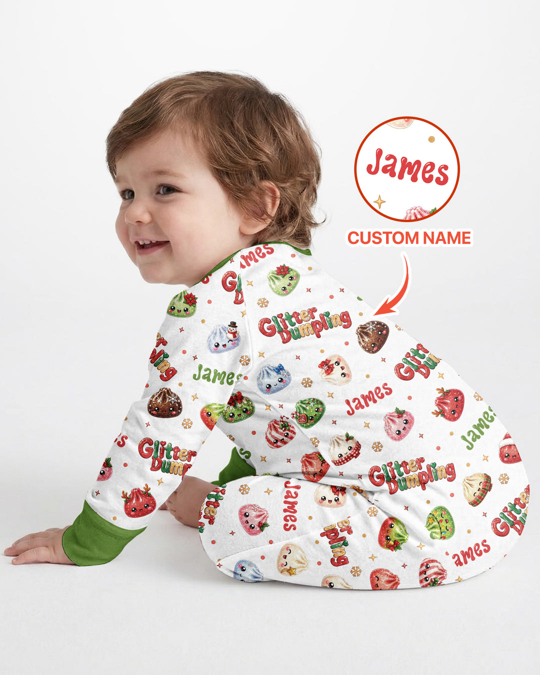 Custom Name Glitter Christmas Dumpling  Bamboo Convertible Zippy