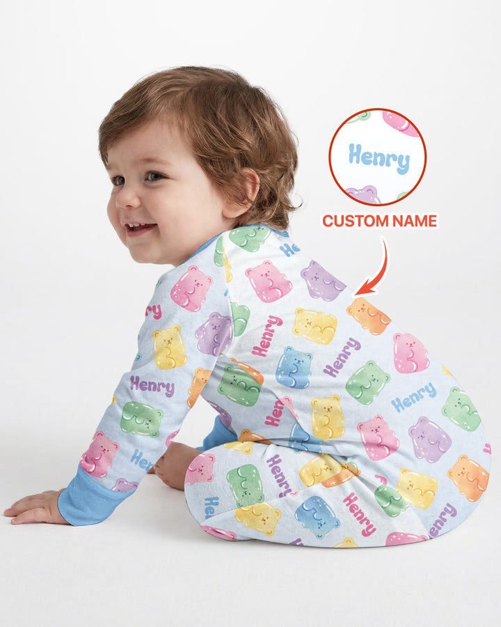 Kawaii Jelly Gummy Bears Custom Name Bamboo Convertible Zippy