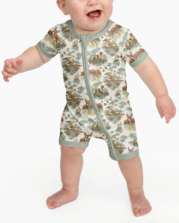 Vintage Hunting Season Daddy& Me Matching Bamboo Shorty Zippy