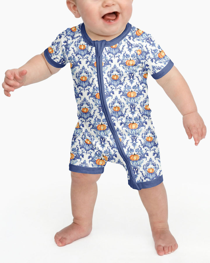 Pumpkin Toile Family Matching Bamboo Shorty Zippy