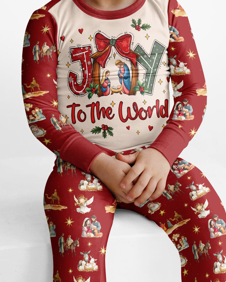 Nativity Joy To The World Bamboo Two Piece Long Sleeve Pajama Set