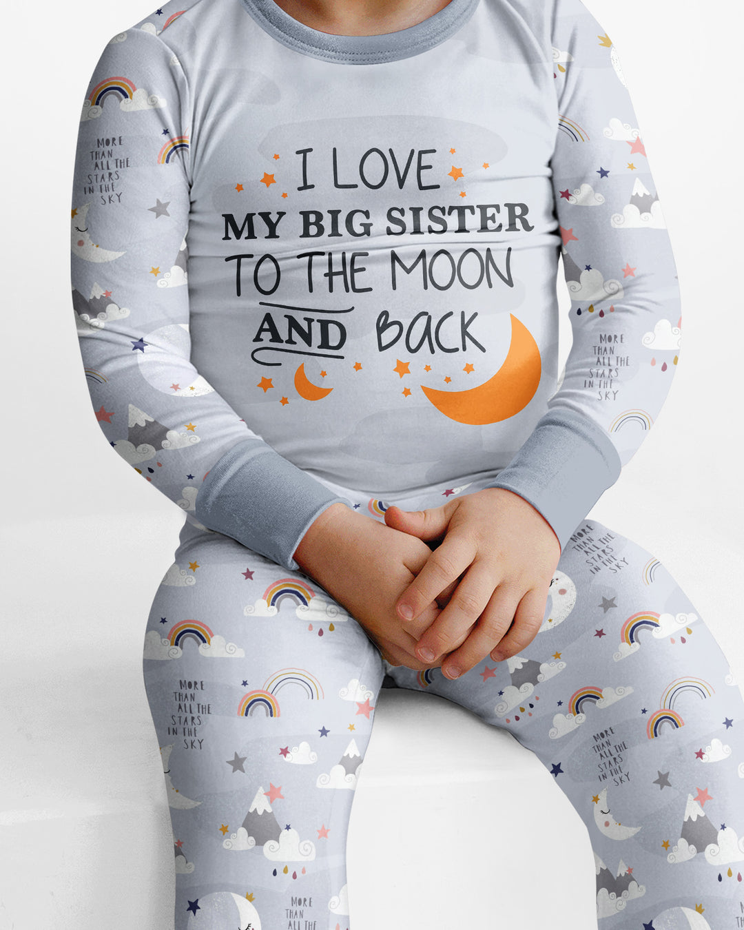 I Love My Big Sister To The Moon And Back Bamboo Two Piece Long Sleeve Pajama Set