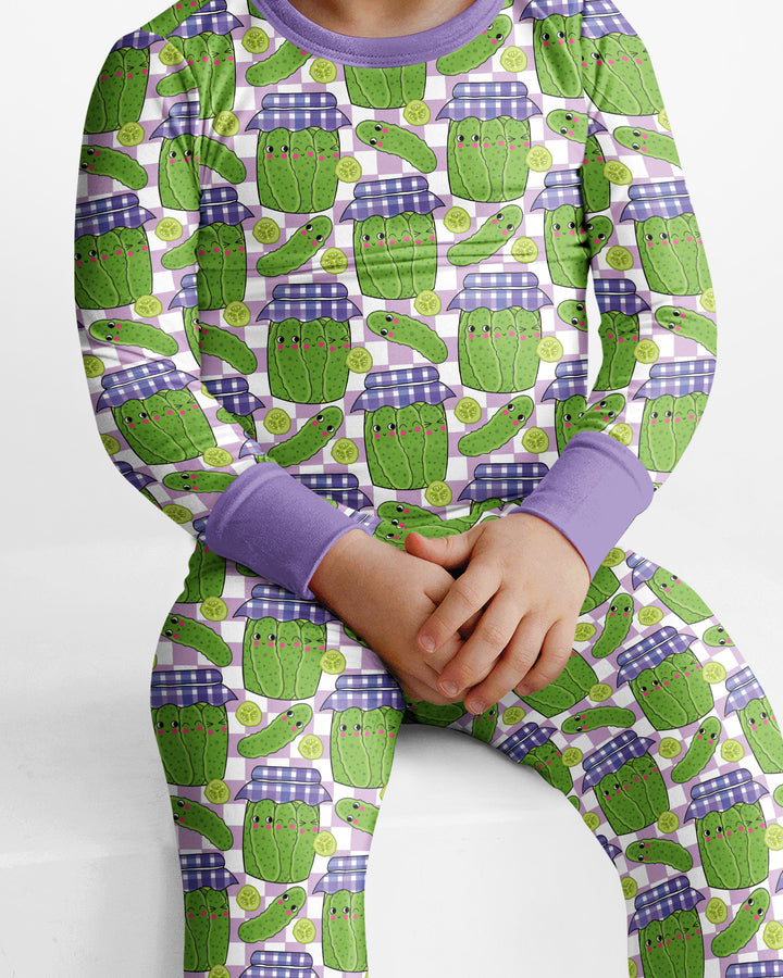 Kawaii Pickle Jar Bamboo Two Piece Long Sleeve Pajama Set