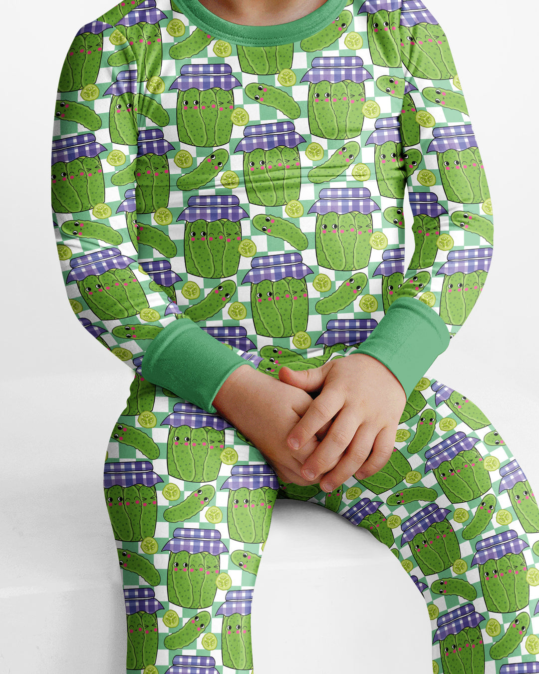 Kawaii Pickle Jar Bamboo Two Piece Long Sleeve Pajama Set