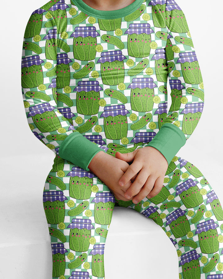 Kawaii Pickle Jar Bamboo Two Piece Long Sleeve Pajama Set