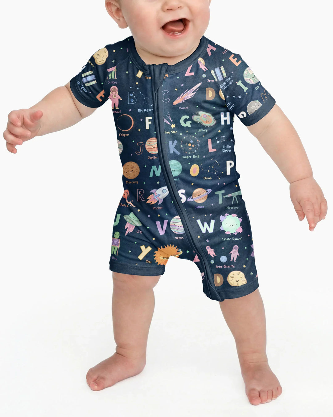 Space Alphabet Bamboo Shorty Zippy
