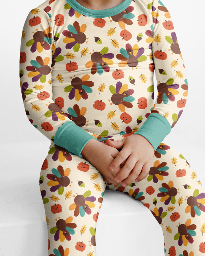 Thankful Turkey Days Bamboo Two Piece Long Sleeve Pajama Set
