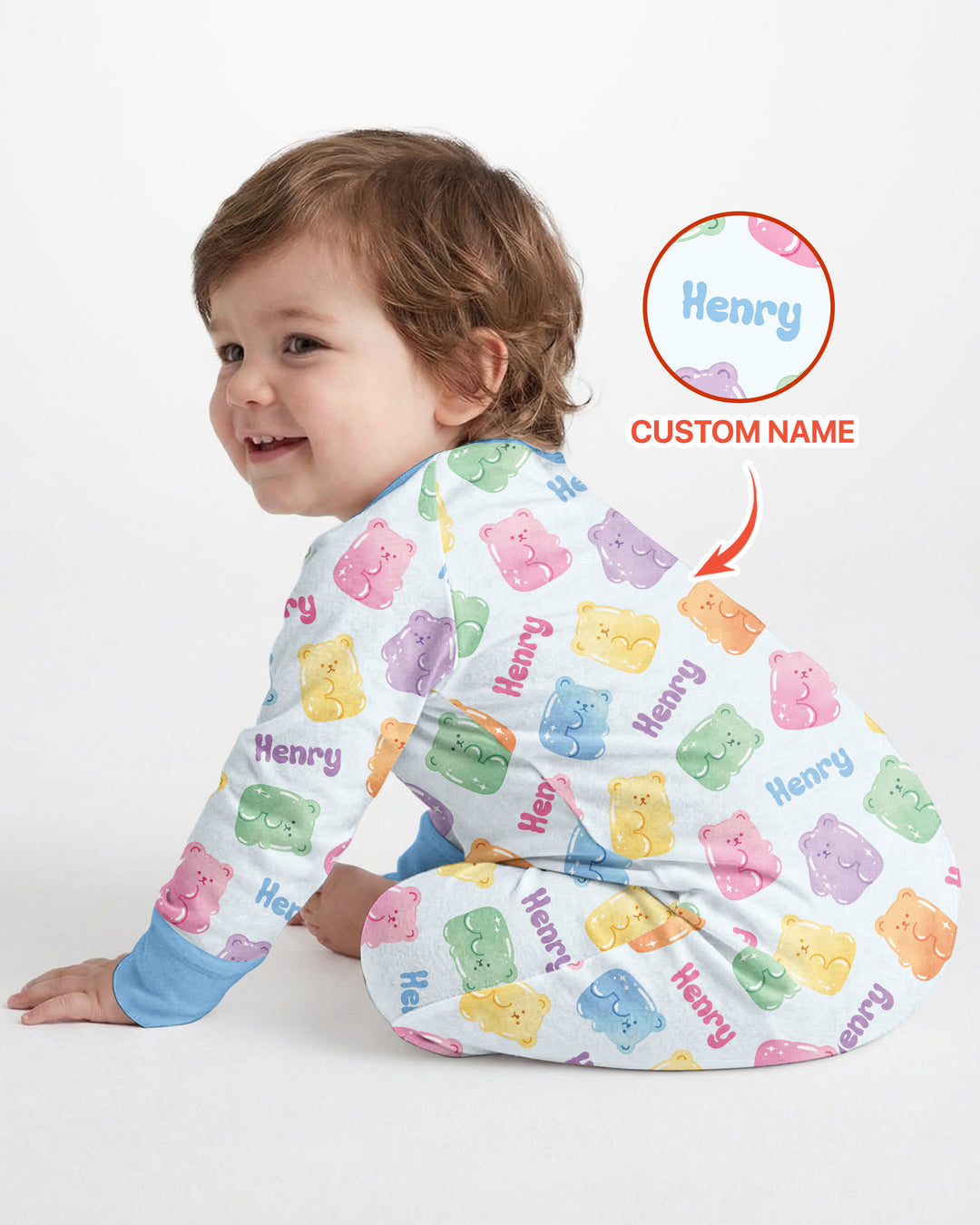 Kawaii Jelly Gummy Bears Custom Name Bamboo Convertible Zippy