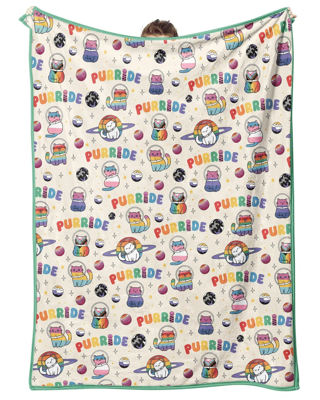 Rainbow Space Cats Family Matching Bamboo Blanket