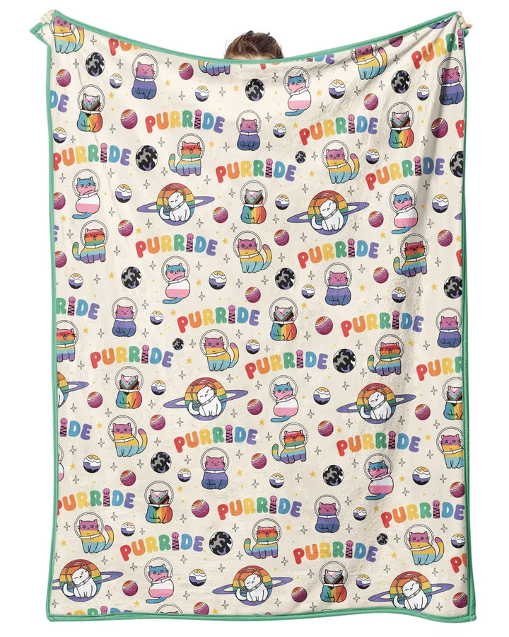Rainbow Space Cats Family Matching Bamboo Blanket