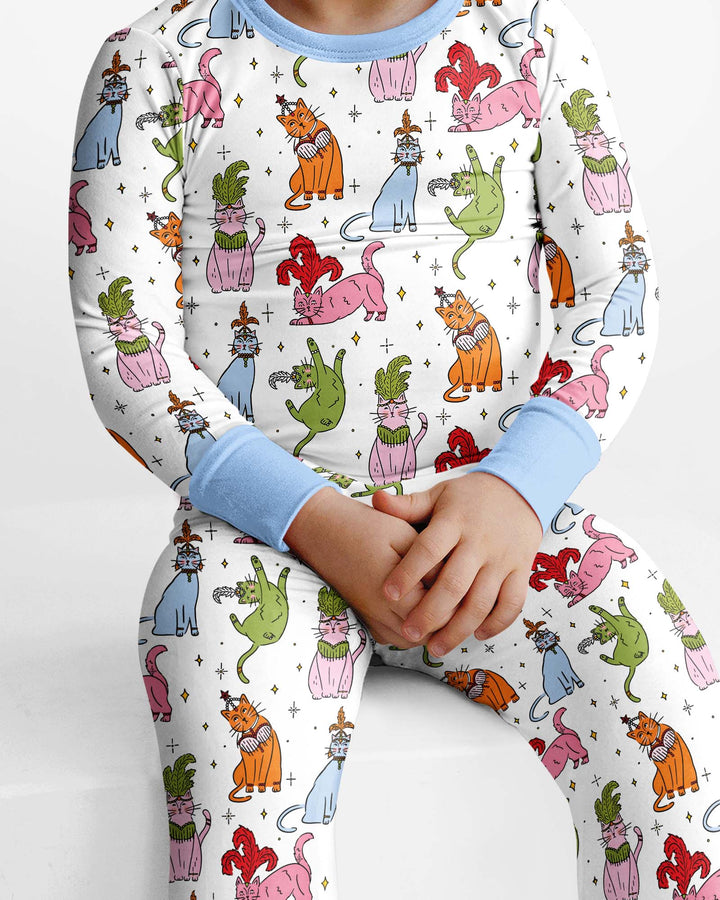Whimsical Cats Bamboo Two Piece Long Sleeve Pajama Set