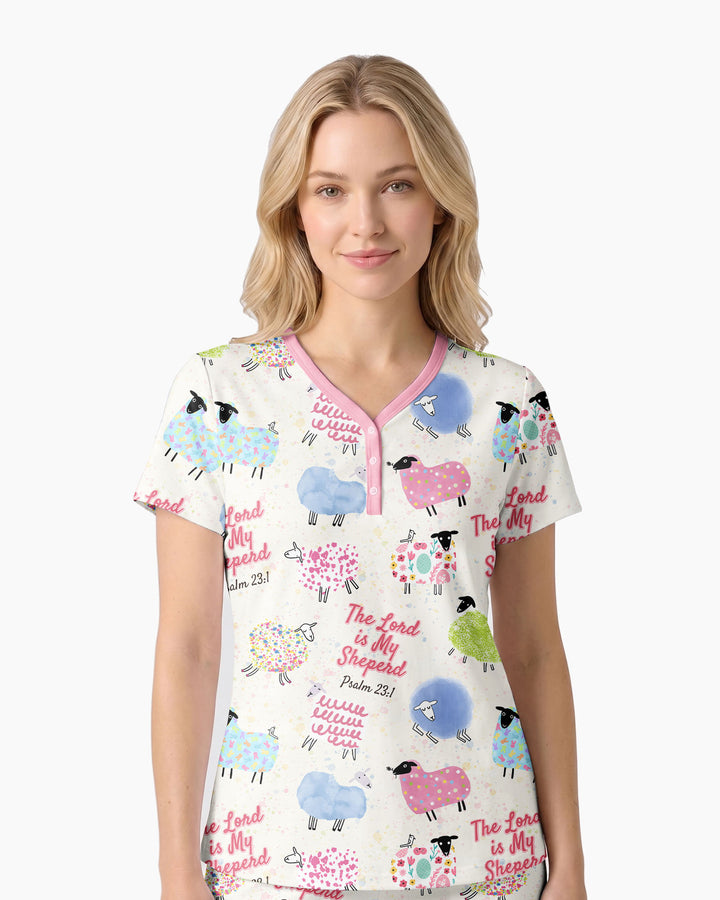 The Lord Is My Shepherd Psalm 23 Bamboo Women Short Sleeve Short Pajama Set