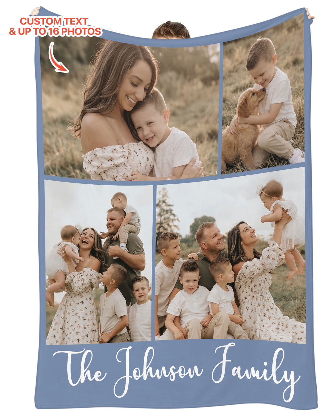 Custom Photo Collage Family Bamboo Blanket