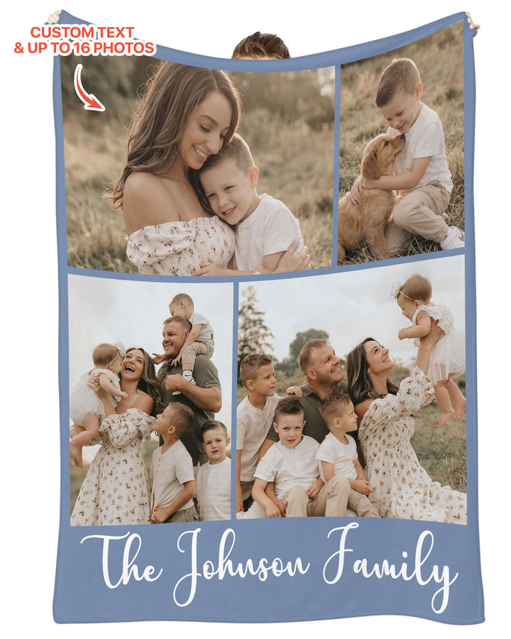 Custom Photo Collage Family Bamboo Blanket