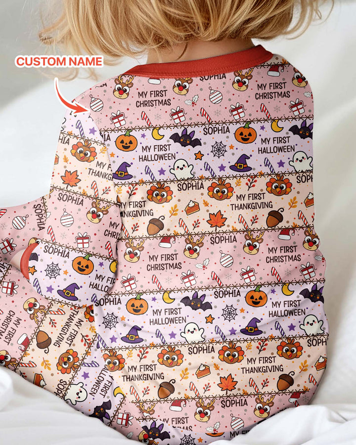 Custom Name My First Hallothanksmas Bamboo Convertible Zippy