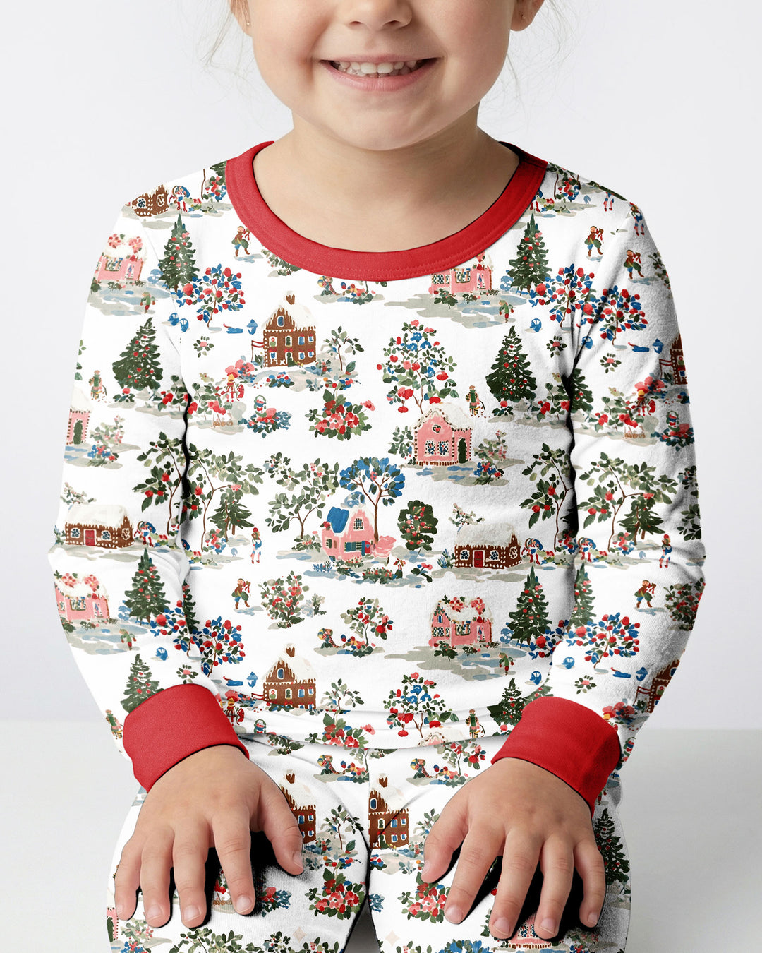 Christmas Village Winter Holiday Bamboo Two Piece Long Sleeve Pajama Set