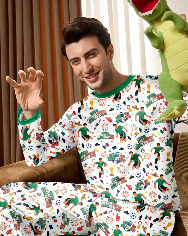 World Soccer Tournament Let's Go Mexico Family Matching Bamboo Men's Pajama Set
