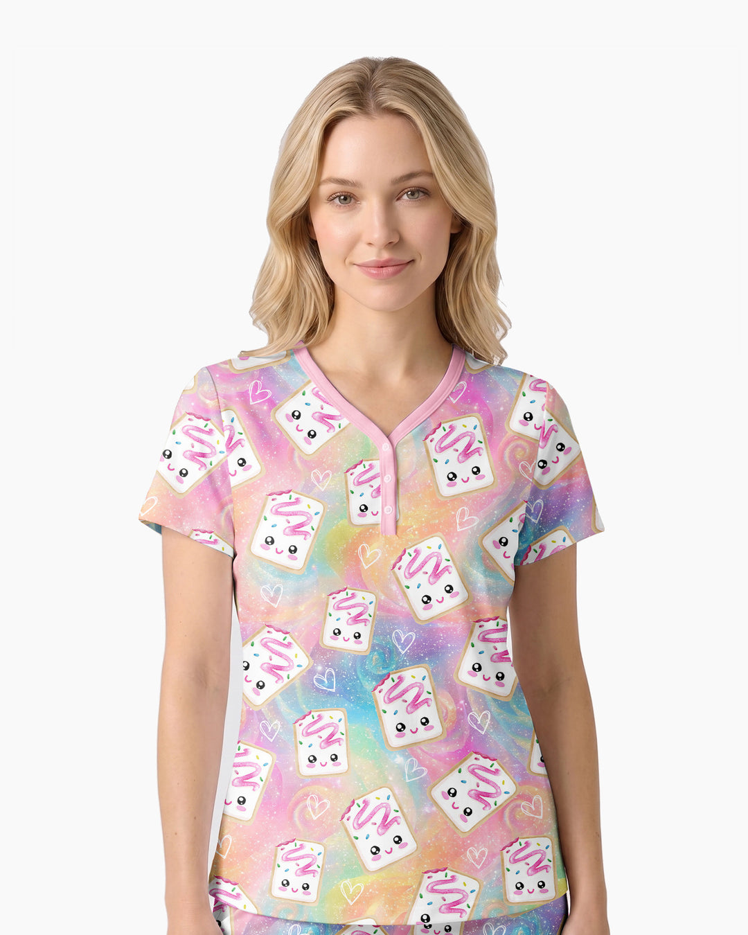 Kawaii Sprinkle Pastry  Bamboo Women Short Sleeve Short Pajama Set