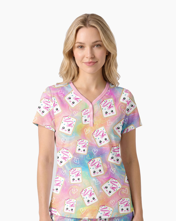 Kawaii Sprinkle Pastry  Bamboo Women Short Sleeve Short Pajama Set