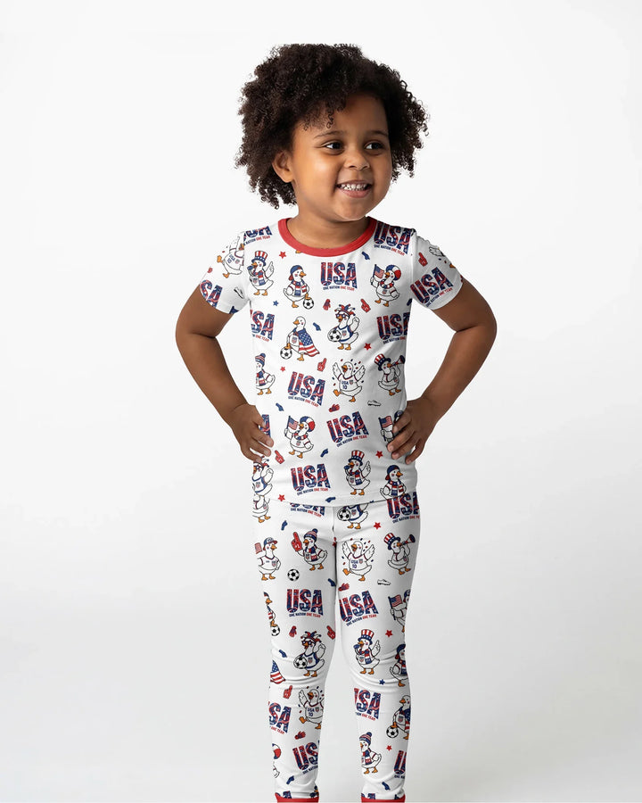 One Nation One Team Bamboo Two Piece Short Sleeve Pajama Set