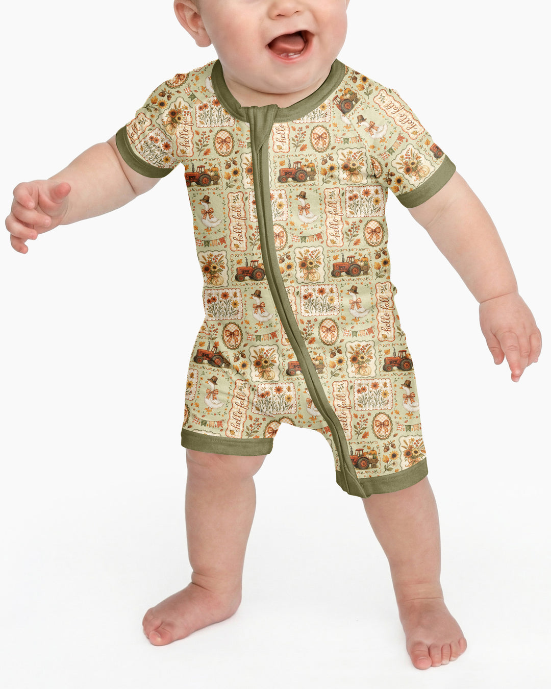 Farmhouse Fall Goose Family Matching Bamboo Shorty Zippy