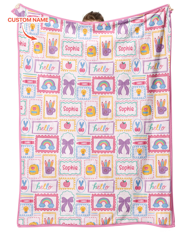Custom Name Hello School Bamboo Blanket
