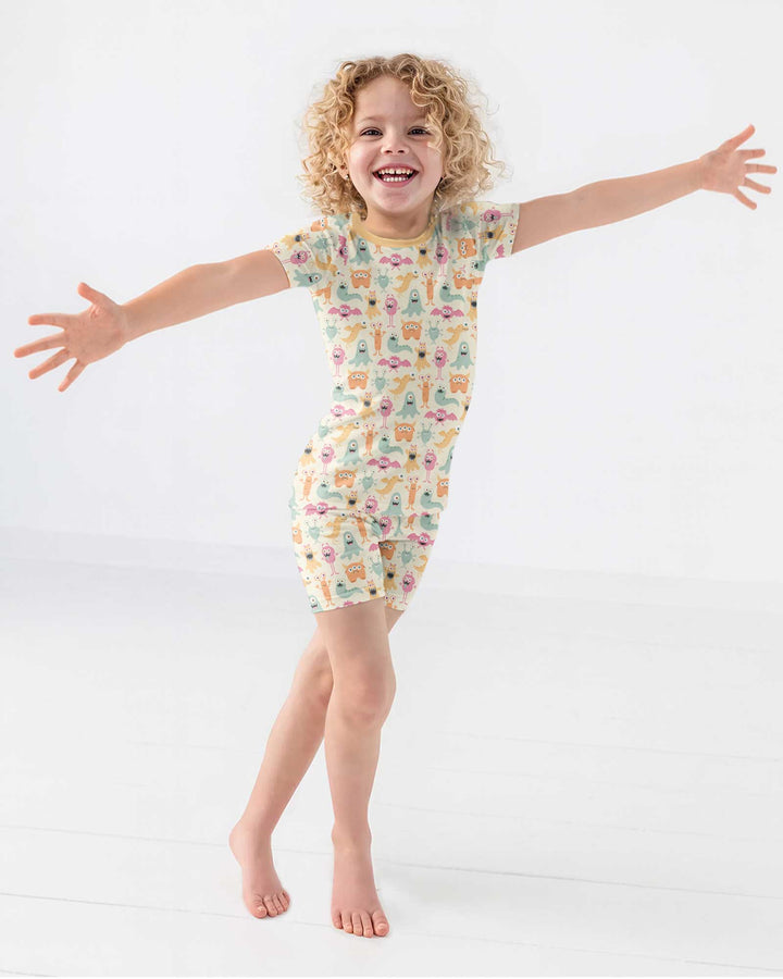Monster Boo Bash Bamboo Two Piece Short Sleeve Shorts Pajama Set