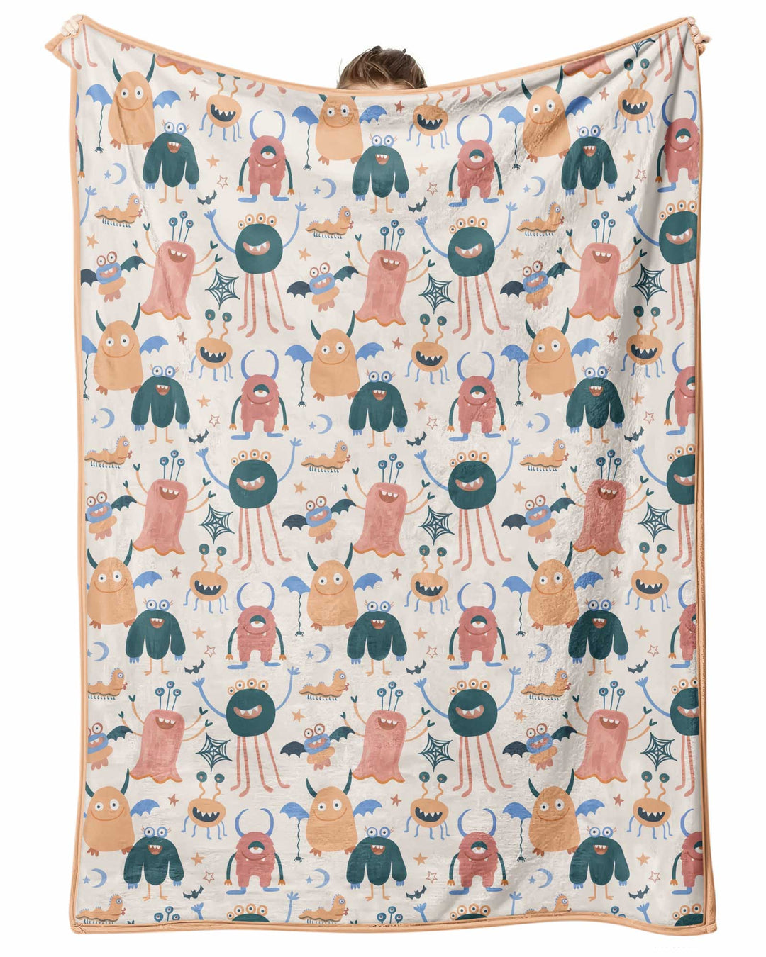 Monsters Fun Pastels Hand Painted Cute Bamboo Blanket