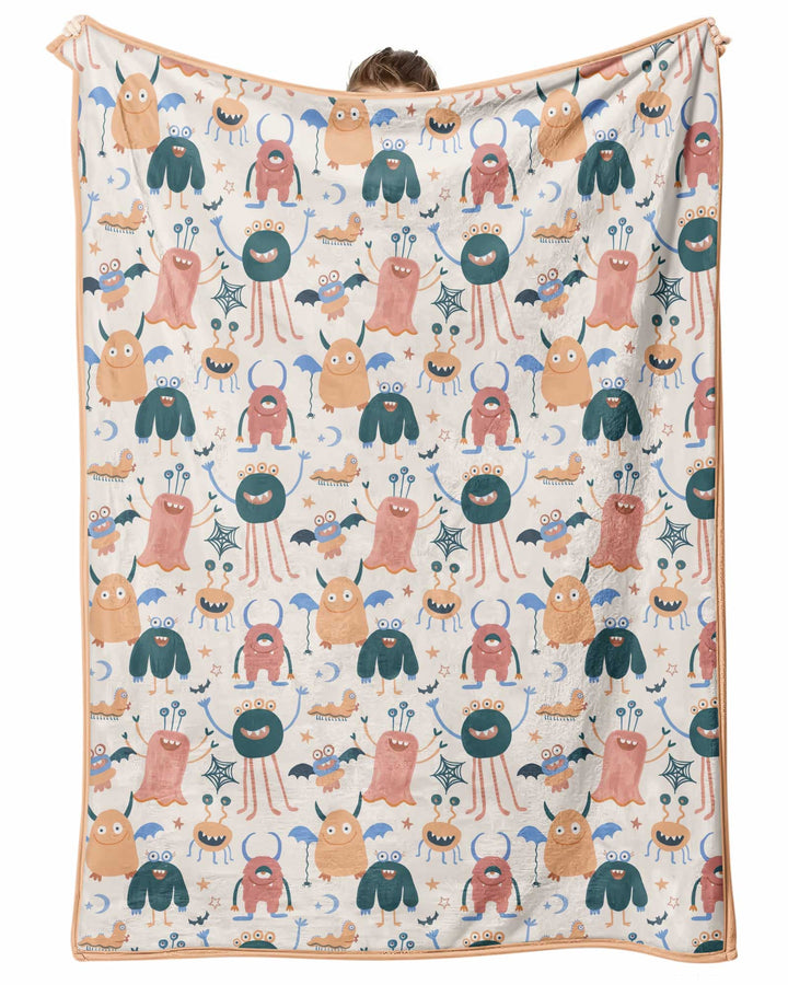 Monsters Fun Pastels Hand Painted Cute Bamboo Blanket
